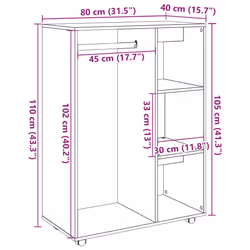 vidaXL Wardrobe Bedroom Rack Closet Clothes Storage Organiser Engineered Wood - old wood