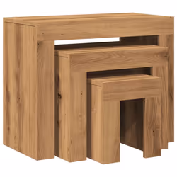 vidaXL Nesting Coffee Tables Hall End Table Side Table Engineered Wood 3 pcs - artisan oak - Additional view 6