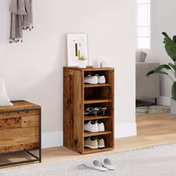vidaXL 1/2x Shoe Bench Chipboard Shoe Organiser Rack Hall Bench Multi Colours - old wood, 1 pcs - Additional view 2