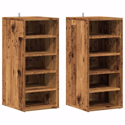 vidaXL 1/2x Shoe Bench Chipboard Shoe Organiser Rack Hall Bench Multi Colours - old wood, 2 pcs - Additional view 2