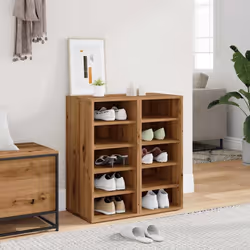 vidaXL 1/2x Shoe Bench Chipboard Shoe Organiser Rack Hall Bench Multi Colours - artisan oak, 2 pcs - Additional view 2
