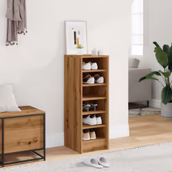 vidaXL Shoe Cabinet Chipboard Home Shoe Storage Organiser Rack Multi Colours - artisan oak