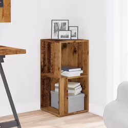 vidaXL Corner Cabinet Rack Standing Shelf Storage Cabinet Engineered Wood - old wood, 33 x 33 x 67 cm