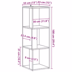 vidaXL Corner Cabinet Rack Standing Shelf Storage Cabinet Engineered Wood - old wood, 33 x 33 x 100 cm
