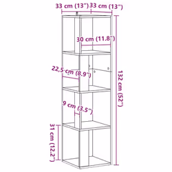 vidaXL Corner Cabinet Rack Standing Shelf Storage Cabinet Engineered Wood - old wood, 33 x 33 x 132 cm