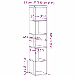 vidaXL Corner Cabinet Rack Standing Shelf Storage Cabinet Engineered Wood - old wood, 33 x 33 x 165 cm