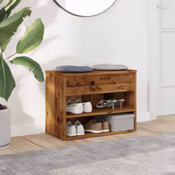 vidaXL Shoe Bench Hallway Bench Seat Shoe Organiser Shoe Rack Engineered Wood - old wood