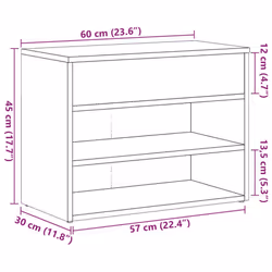 vidaXL Shoe Bench Hallway Bench Seat Shoe Organiser Shoe Rack Engineered Wood - old wood - Additional view 9