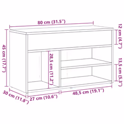 vidaXL Shoe Bench Hallway Bench Seat Shoe Organiser Shoe Rack Engineered Wood - old wood - Additional view 10