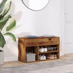 vidaXL Shoe Bench Hallway Bench Seat Shoe Organiser Shoe Rack Engineered Wood - old wood