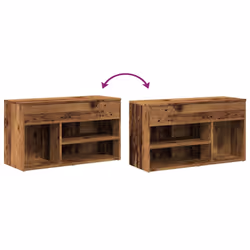 vidaXL Shoe Bench Hallway Bench Seat Shoe Organiser Shoe Rack Engineered Wood - old wood - Additional view 7