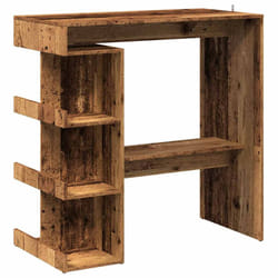 vidaXL Bar Table with Storage Rack Bar High Table Pub Table Engineered Wood - old wood