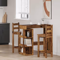 vidaXL Bar Table with Storage Rack Bar High Table Pub Table Engineered Wood - old wood