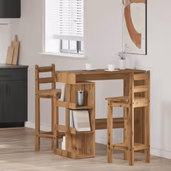 vidaXL Bar Table with Storage Rack Bar High Table Pub Table Engineered Wood - artisan oak