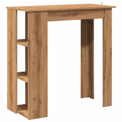 vidaXL Bar Table with Shelf Bar High Table Bistro Pub Table Engineered Wood - artisan oak