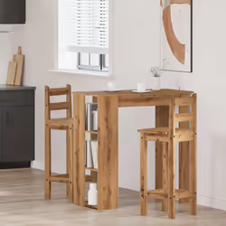 vidaXL Bar Table with Shelf Bar High Table Bistro Pub Table Engineered Wood - artisan oak