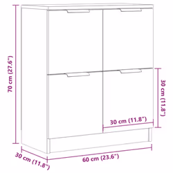 vidaXL Sideboard Console Cabinet Storage Cupboard Highboard Engineered Wood - old wood - Additional view 9