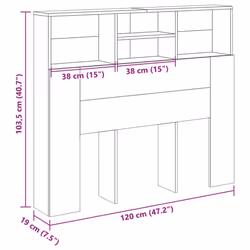vidaXL Headboard Cabinet Bookcase Bed Headboard Artisian Oak Engineered Wood - Additional view 3