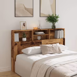 vidaXL Headboard Cabinet Bedroom Bookcase Headboard Furniture Multi Colours - old wood - Additional view 2