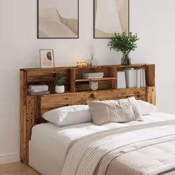 vidaXL Headboard Cabinet Bedroom Bookcase Headboard Furniture Multi Colours - old wood - Additional view 2