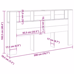 vidaXL Headboard Cabinet Bookcase Bed Headboard Artisian Oak Engineered Wood - Additional view 8
