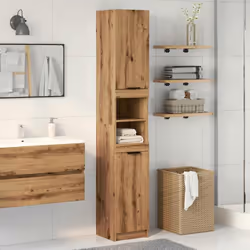 vidaXL Bathroom Cabinet Washroom Storage Cabinet Cupboard Engineered Wood - artisan oak - Additional view 2