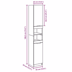 vidaXL Bathroom Cabinet Washroom Storage Cabinet Cupboard Engineered Wood - artisan oak - Additional view 9