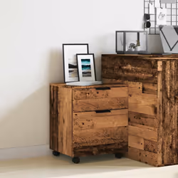 vidaXL Mobile File Cabinet with Wheels Desk Storage Cabinet Engineered Wood - old wood