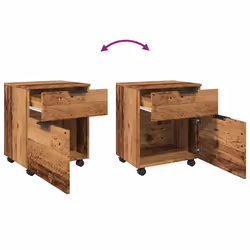 vidaXL Mobile File Cabinet with Wheels Desk Storage Cabinet Engineered Wood - old wood - Additional view 7