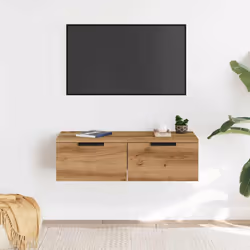 vidaXL Wall Cabinet Floating TV Unit Wall Mount Media Cabinet Engineered Wood - artisan oak