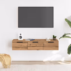 vidaXL Wall Cabinet Floating TV Unit Media Cabinet Storage Engineered Wood - artisan oak