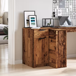 vidaXL Desk Cabinet Desk Cupboard Home Office Storage Cabinet Engineered Wood - old wood - Additional view 2
