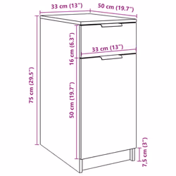 vidaXL Desk Cabinet Desk Cupboard Home Office Storage Cabinet Engineered Wood - old wood - Additional view 3