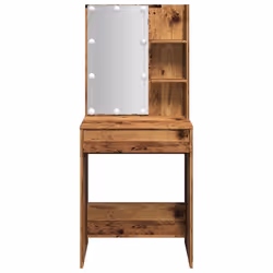 vidaXL Dressing Table with LED Cosmetic Table Makeup Vanity Desk Old Wood - Additional view 5