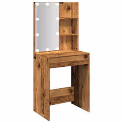 vidaXL Dressing Table with LED Cosmetic Table Makeup Vanity Desk Old Wood - Additional view 6