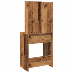 vidaXL Dressing Table with LED Cosmetic Table Makeup Vanity Desk Old Wood - Additional view 8