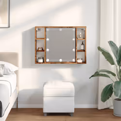 vidaXL Mirror Cabinet with LED Wall Cosmetic Mirror Old Wood Engineered Wood