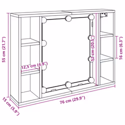 vidaXL Mirror Cabinet with LED Wall Cosmetic Mirror Old Wood Engineered Wood