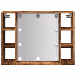 vidaXL Mirror Cabinet with LED Wall Cosmetic Mirror Old Wood Engineered Wood - Additional view 4