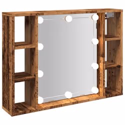 vidaXL Mirror Cabinet with LED Wall Cosmetic Mirror Old Wood Engineered Wood - Additional view 5
