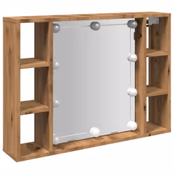 vidaXL Mirror Cabinet with LED Cosmetic Mirror Artisan Oak Engineered Wood