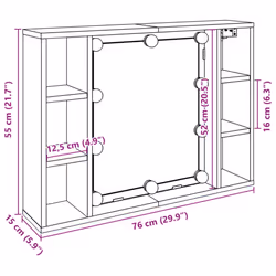 vidaXL Mirror Cabinet with LED Cosmetic Mirror Artisan Oak Engineered Wood