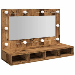 vidaXL Mirror Cabinet with LED Washroom Storage Cabinet Bathroom Vanity Unit - old wood