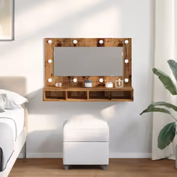 vidaXL Mirror Cabinet with LED Washroom Storage Cabinet Bathroom Vanity Unit - old wood