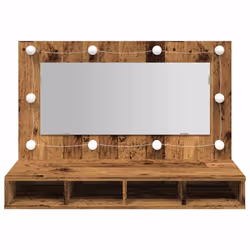 vidaXL Mirror Cabinet with LED Washroom Storage Cabinet Bathroom Vanity Unit - old wood - Additional view 4