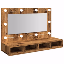 vidaXL Mirror Cabinet with LED Washroom Storage Cabinet Bathroom Vanity Unit - old wood - Additional view 7