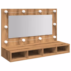 vidaXL Mirror Cabinet with LED Washroom Storage Cabinet Bathroom Vanity Unit - artisan oak