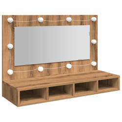 vidaXL Mirror Cabinet with LED Washroom Storage Cabinet Bathroom Vanity Unit - artisan oak