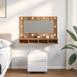 vidaXL Mirror Cabinet with LED Washroom Storage Cabinet Bathroom Vanity Unit - artisan oak