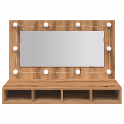 vidaXL Mirror Cabinet with LED Washroom Storage Cabinet Bathroom Vanity Unit - artisan oak - Additional view 4